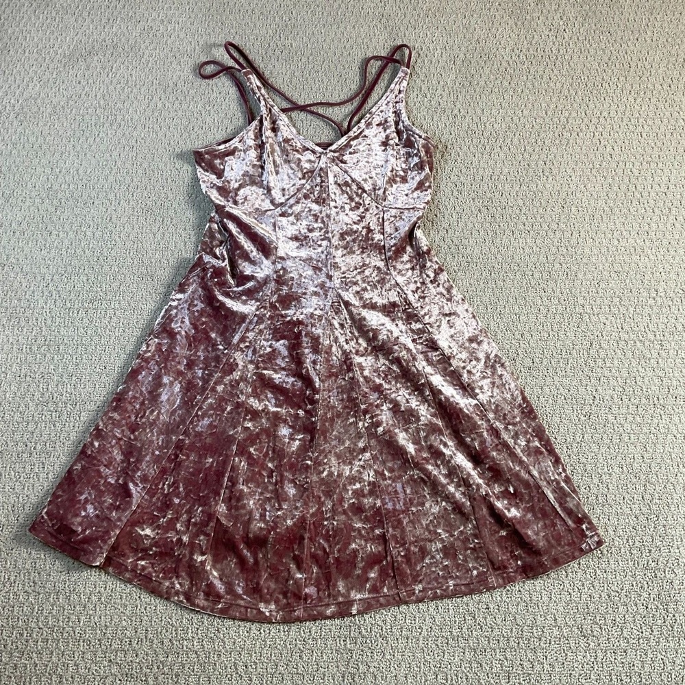 American Eagle Outfitters Velvet Skater Dress Burgundy‎ Crushed Velvet Size S